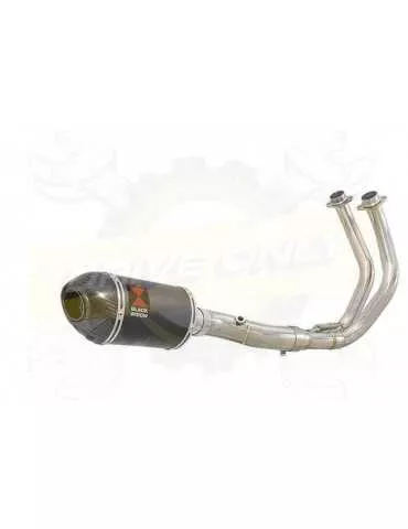 Tracer 700 2014 - 2019 Passage Bas Décatalyseur Ligne complète & Silencieux Ovale Noir En Inox + Canule En Carbone 200mm