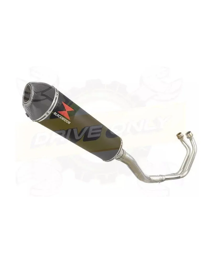 YAMAHA TDM 850 4EP / 3VD 1991 - 2001 2-1 Ligne complète & Silencieux Ovale Noir En Inox + Canule en Carbone 400mm