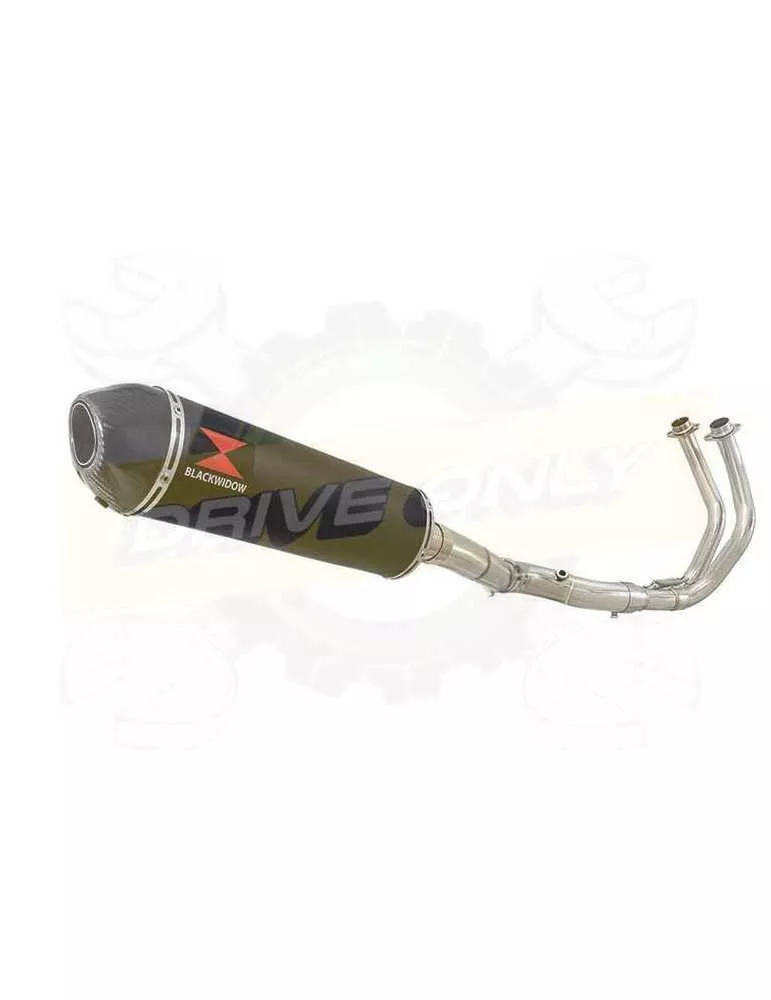 XSR700 XSR 700 2015 -2019 2-1 Décatalyseur Ligne complète & Silencieux Ovale Noir En Inox + Canule en Carbone 400mm