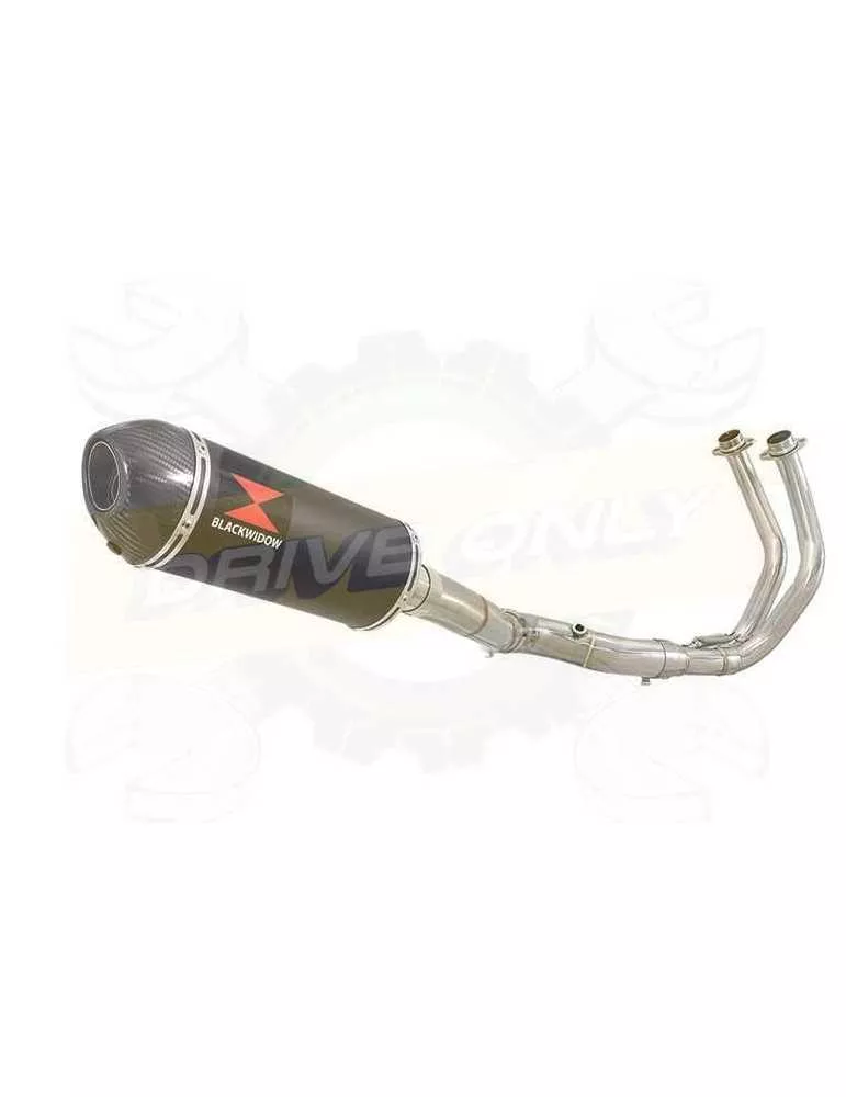 XSR700 XSR 700 2015 -2019  2-1 Décatalyseur Ligne complète & Silencieux Ovale Noir En Inox + Canule en Carbone 300mm