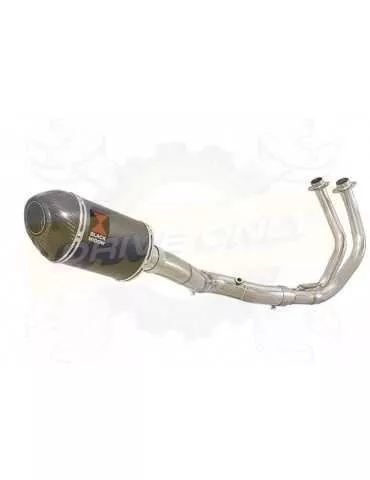 XSR700 XSR 700 2015 -2019 2-1 Décatalyseur Ligne complète & Silencieux Ovale Noir En Inox + Canule en Carbone 250mm