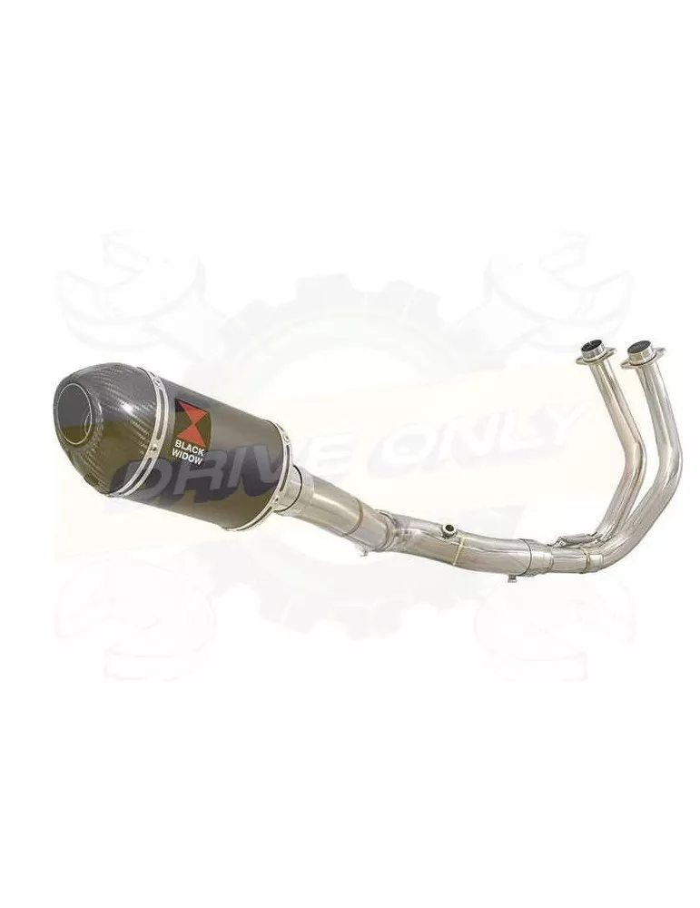 XSR700 XSR 700 2015 -2019 2-1 Décatalyseur Ligne complète & Silencieux Ovale Noir En Inox + Canule en Carbone 250mm