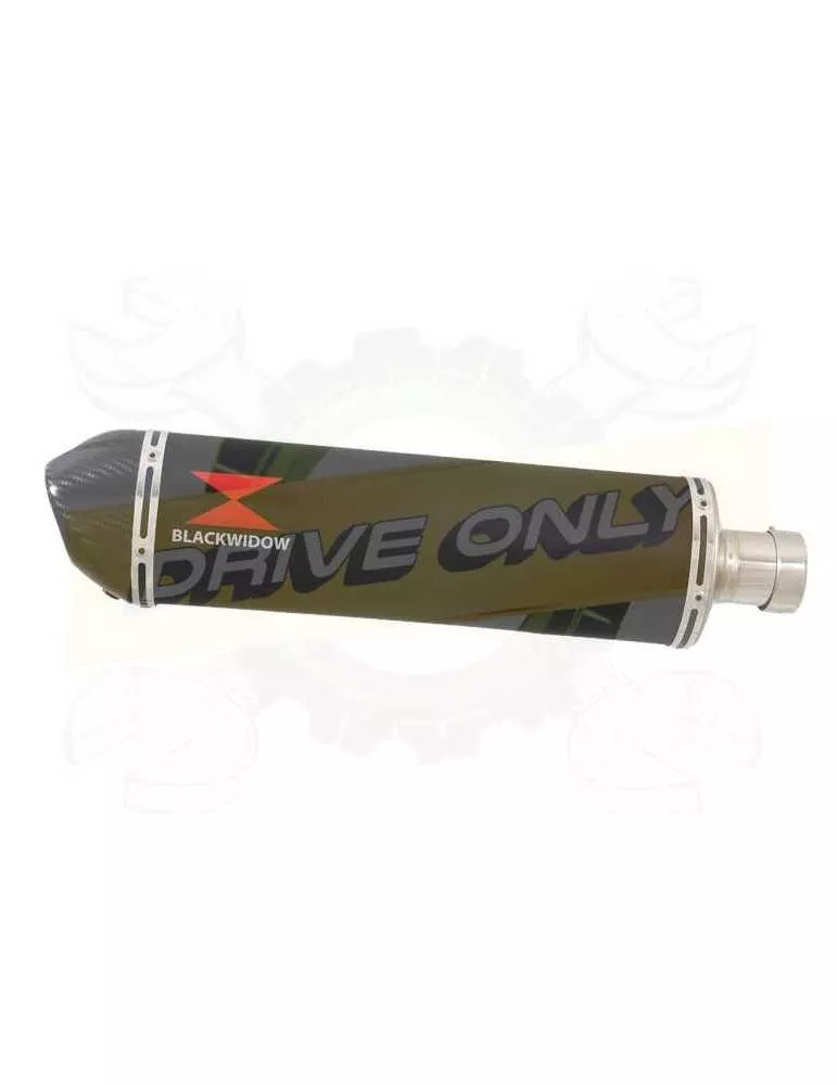 400mm Oval Black Painted Stainless Steel Slip On Silencer with Carbon Fibre Tip