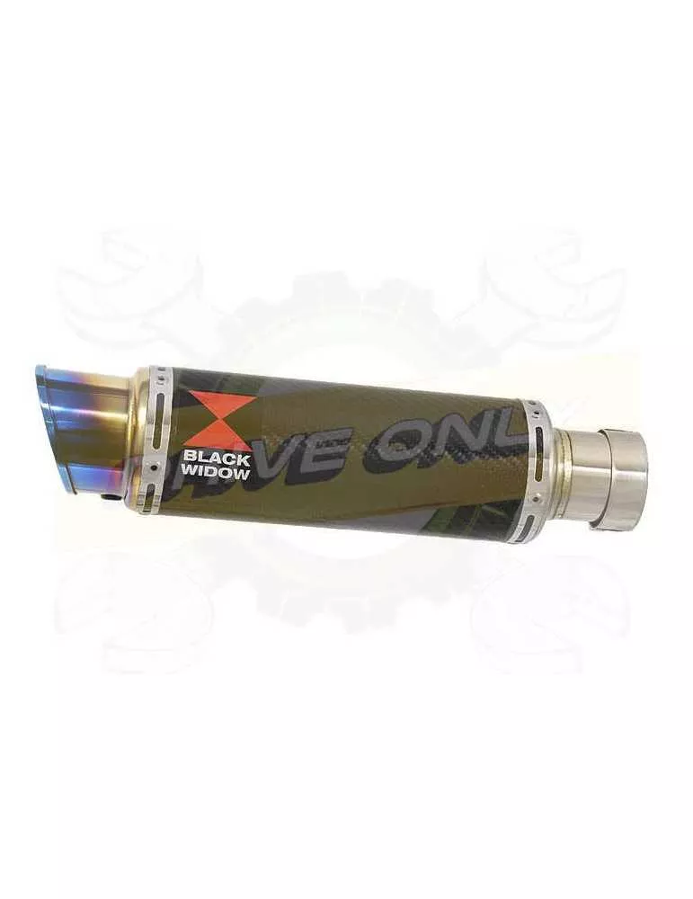 230mm Round GP Style Carbon Fibre Slip On Silencer with Stainless Steel Blue Tip
