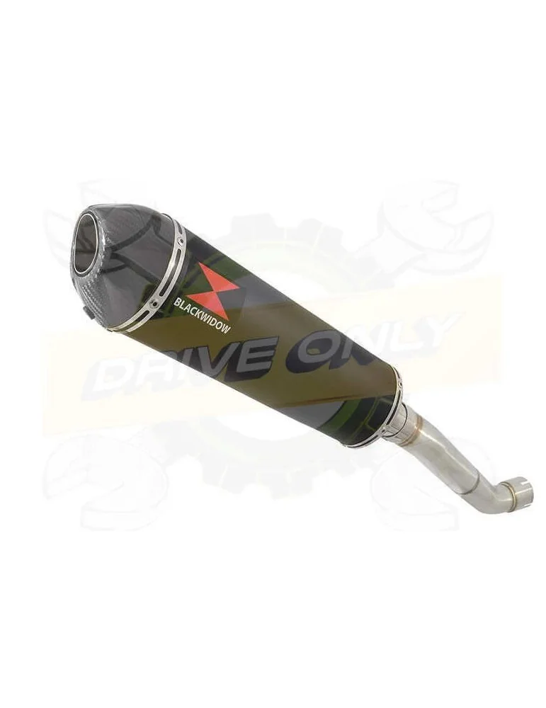 Aprilia Tuono V4R / V4R APRC 2011/2015 Passage Haut Exhaust tube de raccord & Ovale Black Silencieux En Inox + Carbon Tip 400mm