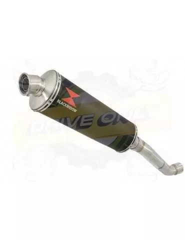 Aprilia Tuono V4R / V4R APRC 2011/2015 Passage Haut Exhaust tube de raccord & Ovale Black Silencieux En Inox 400mm