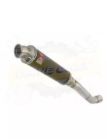 Aprilia Tuono V4R / V4R APRC 2011/2015 Passage Haut Exhaust tube de raccord & Rond Black Silencieux En Inox 350mm
