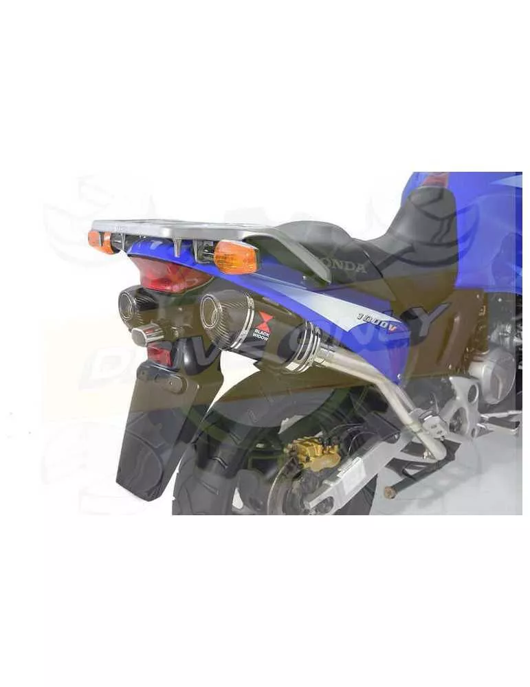 XL1000 V Varadero 1999 - 2014 Par paire Silencieux Kit / Silencieux Ovale Noir En Inox + Carbone Tip 200mm