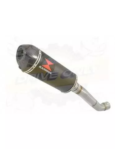 Aprilia Tuono V4R / V4R APRC 2011/2015 Passage Haut Exhaust tube de raccord & Ovale Black Silencieux En Inox + Carbon Tip 300mm
