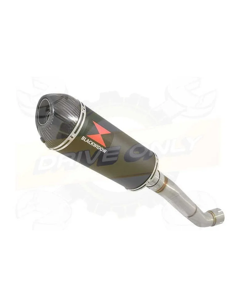 Aprilia Tuono V4R / V4R APRC 2011/2015 Passage Haut Exhaust tube de raccord & Ovale Black Silencieux En Inox + Carbon Tip 300mm