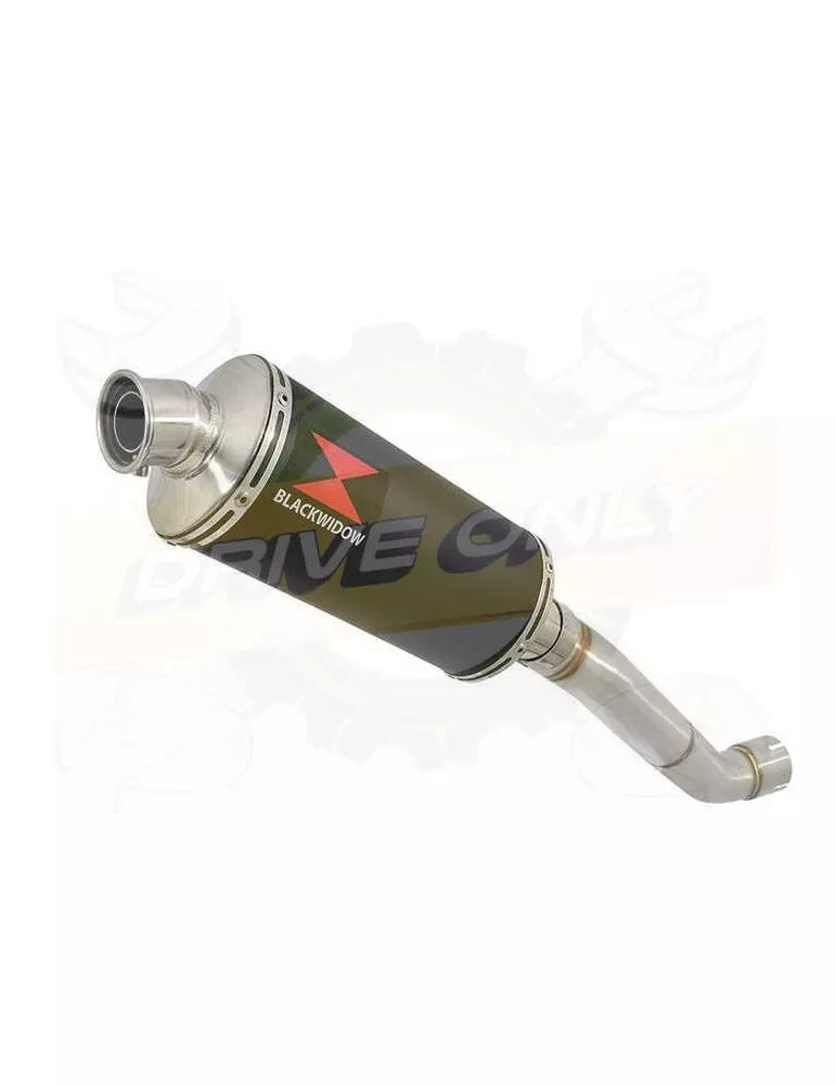 Aprilia Tuono V4R / V4R APRC 2011/2015 Passage Haut Exhaust tube de raccord & Ovale Black Silencieux En Inox 300mm