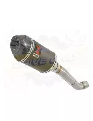 Aprilia Tuono V4R / V4R APRC 2011/2015 Passage Haut Exhaust tube de raccord & Ovale Black Silencieux En Inox + Carbon Tip 200mm