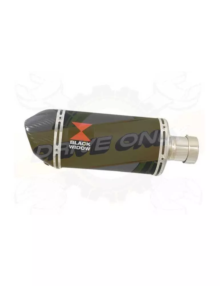 200mm Oval Black Painted Stainless Steel Slip On Silencer with Carbon Fibre Tip