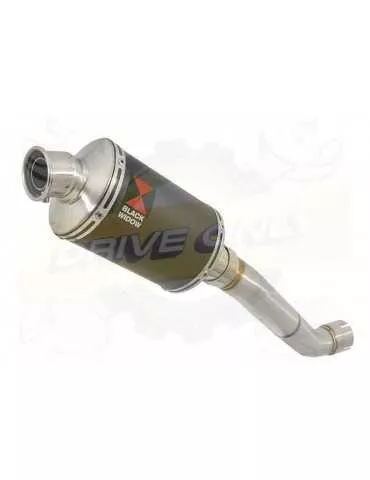 Aprilia Tuono V4R / V4R APRC 2011/2015 Passage Haut Exhaust tube de raccord & Ovale Black Silencieux En Inox 230mm