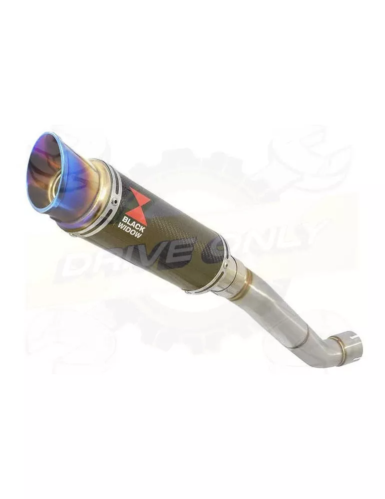 Aprilia Tuono V4R / V4R APRC 2011/2015 Passage Bas Exhaust tube de raccord & Silencieux GP Rond En Carbone + Blue Stainless Tip 