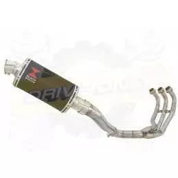 MT-09 Tracer 2013-2021 High Level De-cat Exhaust System with 230mm Oval Black Painted Stainless Steel Silencer
