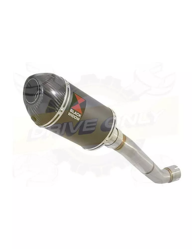 Aprilia Tuono V4R / V4R APRC 2011/2015 Passage Bas Exhaust tube de raccord & Ovale Black Silencieux En Inox + Carbon Tip 200mm