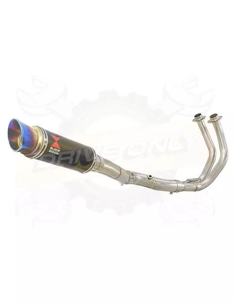 FZ-07 Tracer 2014 2015 2016 2017 Passage Haut Décatalyseur Ligne complètes & Silencieux GP Rond En Carbone + Blue Stainless Ti