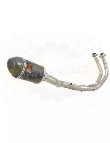 FZ-07 Tracer 2014 2015 2016 2017 Passage Haut Décatalyseur Ligne complètes & Ovale Noir Silencieux En Inox + Carbon Tip