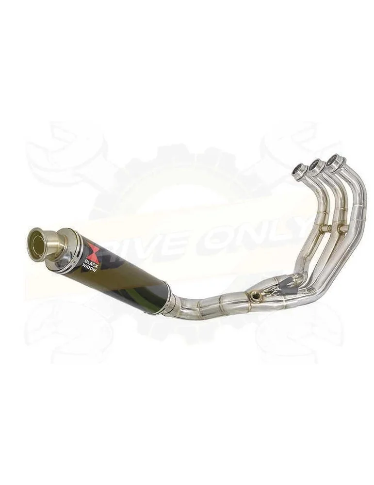 MT09 MT-09 2013-2021  Passage Bas Décatalyseur Ligne complète & Silencieux Rond Noir en Inox 350mm