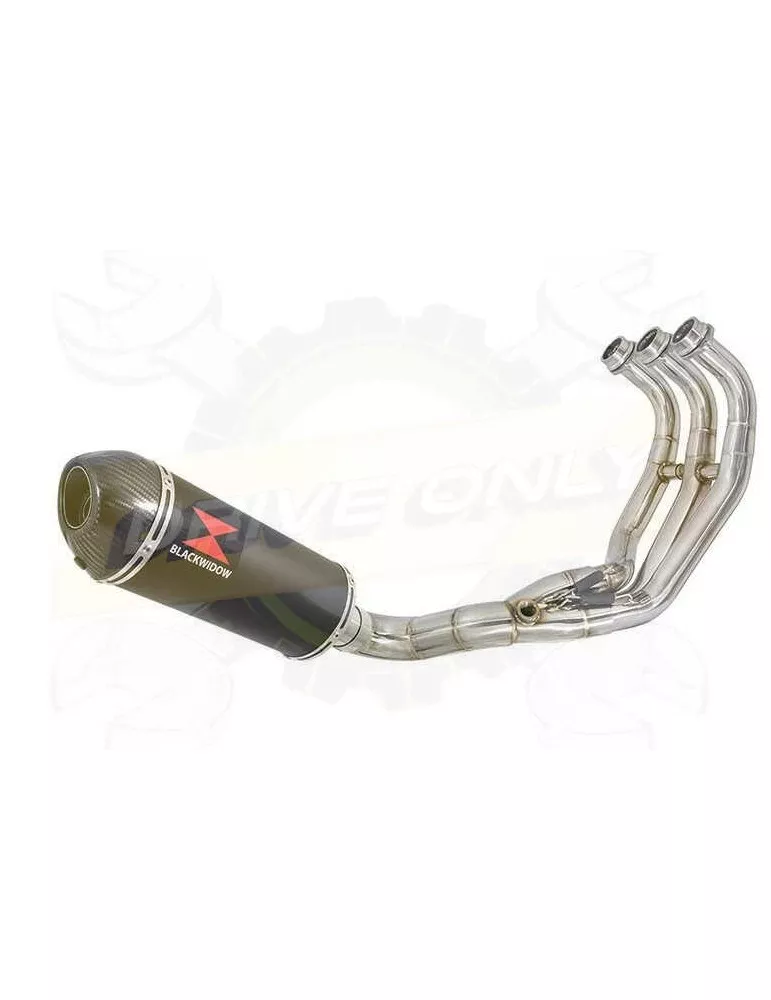 MT09 MT-09 2013-2021 Passage Bas Décatalyseur Ligne complète & Silencieux Ovale Noir en Inox + Canule en Carbone 300mm