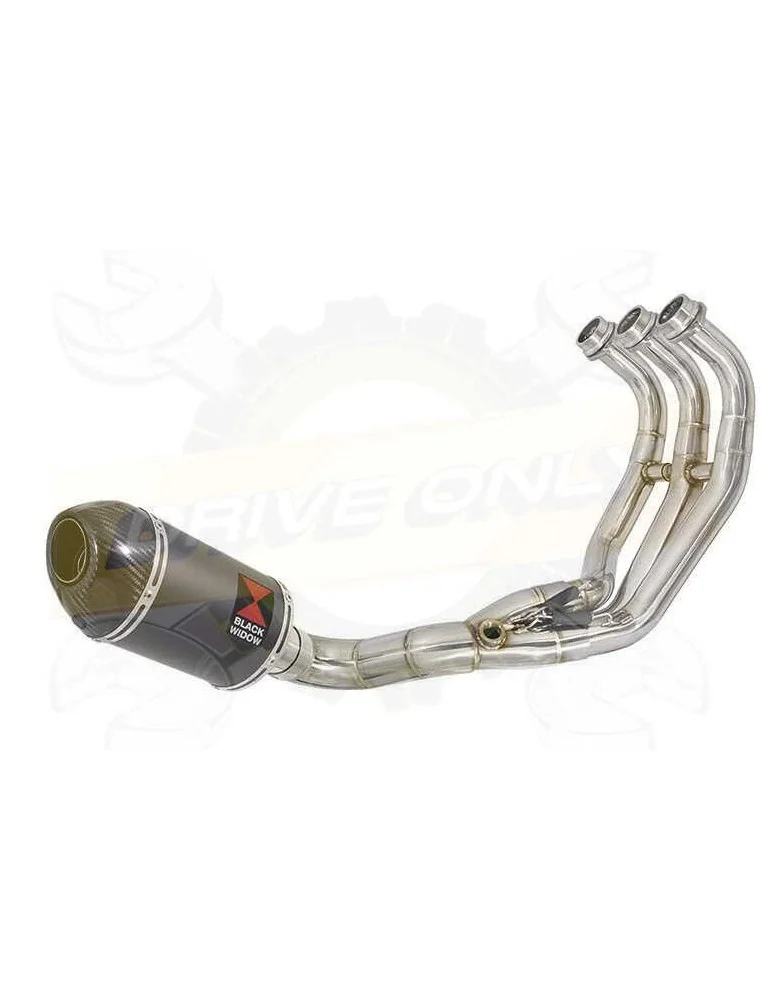 MT09 MT-09 2013-2021 Passage Bas Décatalyseur Ligne complète & Silencieux Ovale Noir en Inox + Canule En Carbone 200mm