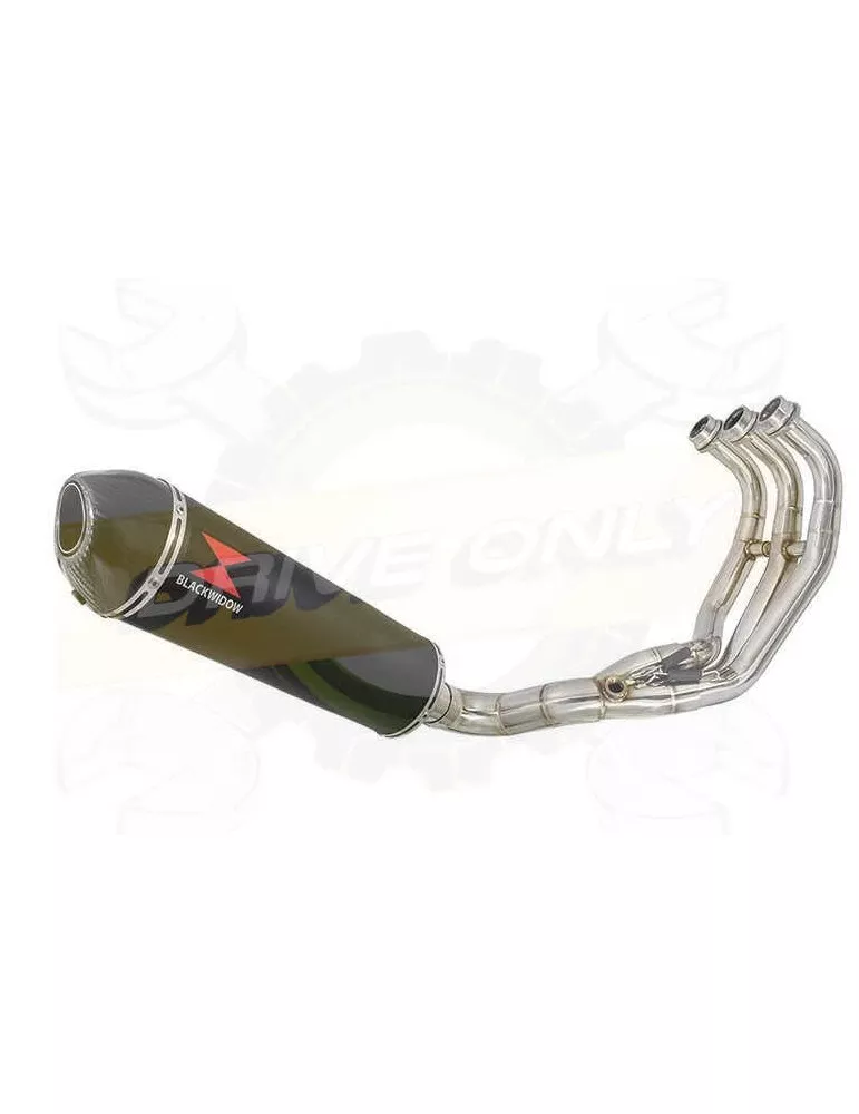 MT09 MT-09 2013-2021  Passage Bas Décatalyseur Ligne complète & Silencieux Ovale Noir en Inox + Canule en Carbone 400mm