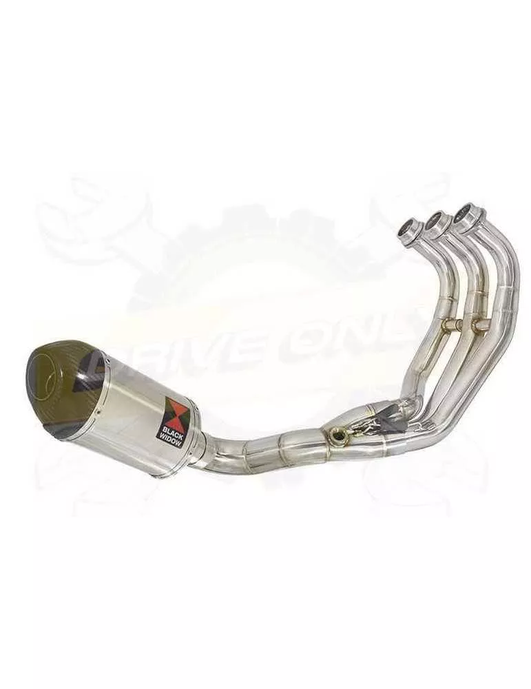 MT09 MT-09 2013-2021  Passage Bas Décatalyseur Ligne complète & Silencieux Ovale en Inox + Canule en Carbone 200mm