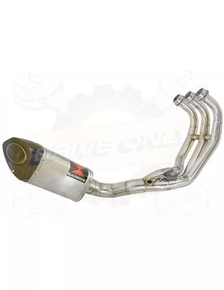 MT09 MT-09 2013-2021  Passage Bas Décatalyseur Ligne complète + Silencieux Tri Ovale en Inox + Canule en Carbone 250mm