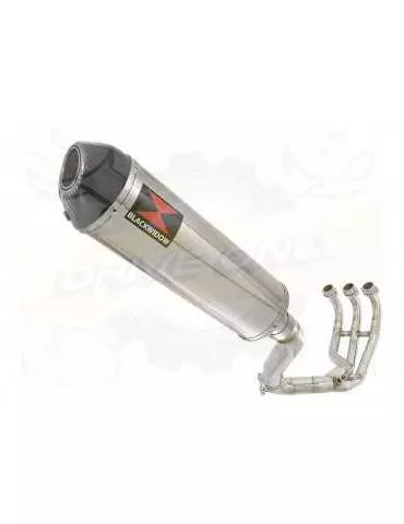 MT09 MT-09 2013-2021  Passage Haut Décatalyseur Ligne complète & Silencieux Ovale en Inox + Canule en Carbone 400mm