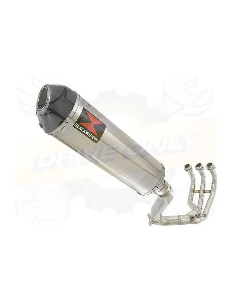 MT09 MT-09 2013-2021  Passage Haut Décatalyseur Ligne complète & Silencieux Ovale en Inox + Canule en Carbone 400mm