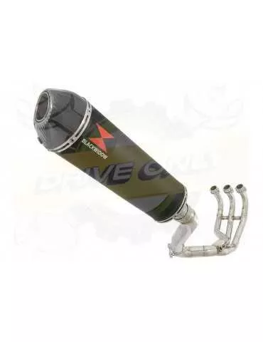 MT09 MT-09 2013-2021  Passage Haut Décatalyseur Ligne complète & Silencieux Ovale Noir en Inox + Canule en Carbone 400mm