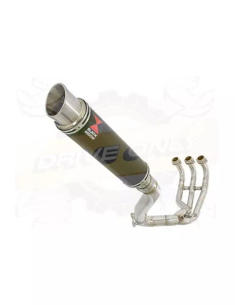 MT09 MT-09 2013-2021  Passage Haut Décatalyseur Ligne complète & Silencieux Rond GP Style Noir en Inox 350mm