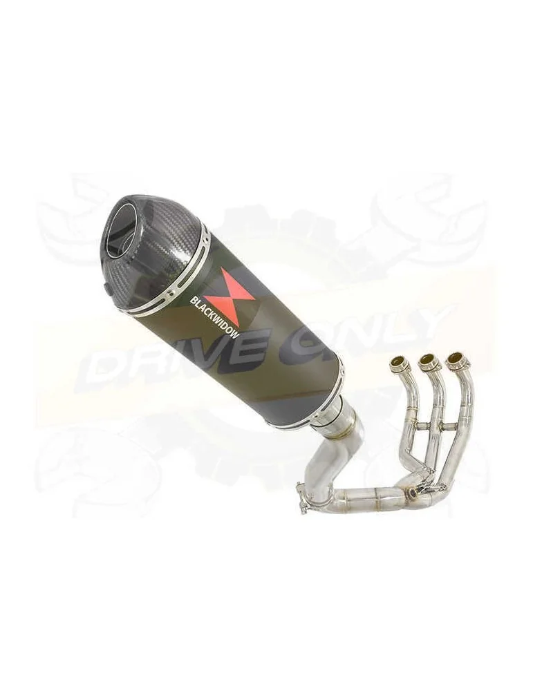 MT09 MT-09 2013-2021 Passage Haut Décatalyseur Ligne complète & Silencieux Ovale Noir en Inox + Canule en Carbone 300mm