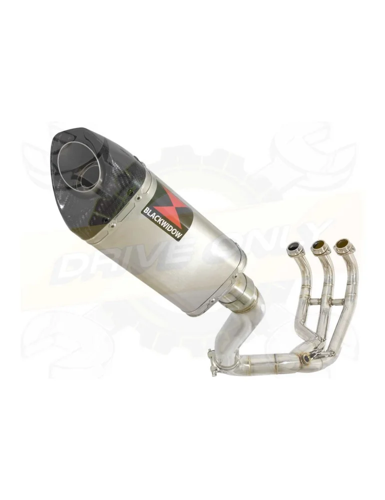 MT09 MT-09 2013-2021 Passage Haut Décatalyseur Ligne complète & Silencieux Tri Ovale en Inox + Canule en Carbone 250mm