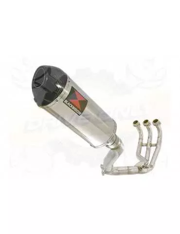 MT09 MT-09 2013-2021 Passage Haut Décatalyseur Ligne complète & Silencieux Ovale en Inox + Canule en Carbone 300mm