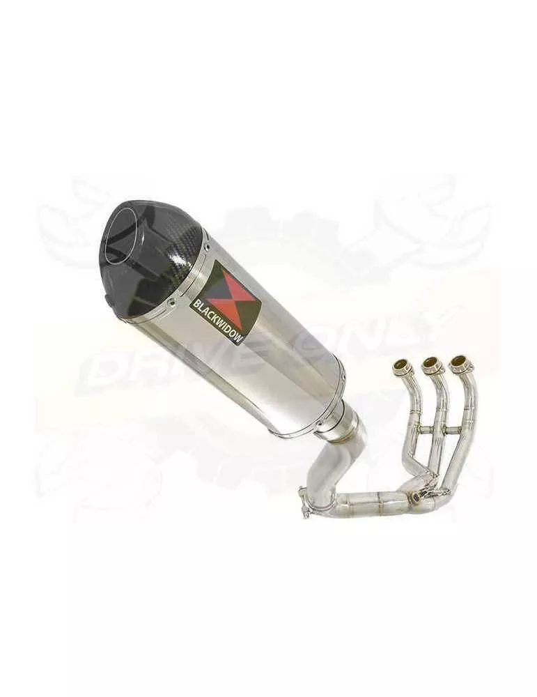 MT09 MT-09 2013-2021 Passage Haut Décatalyseur Ligne complète & Silencieux Ovale en Inox + Canule en Carbone 300mm