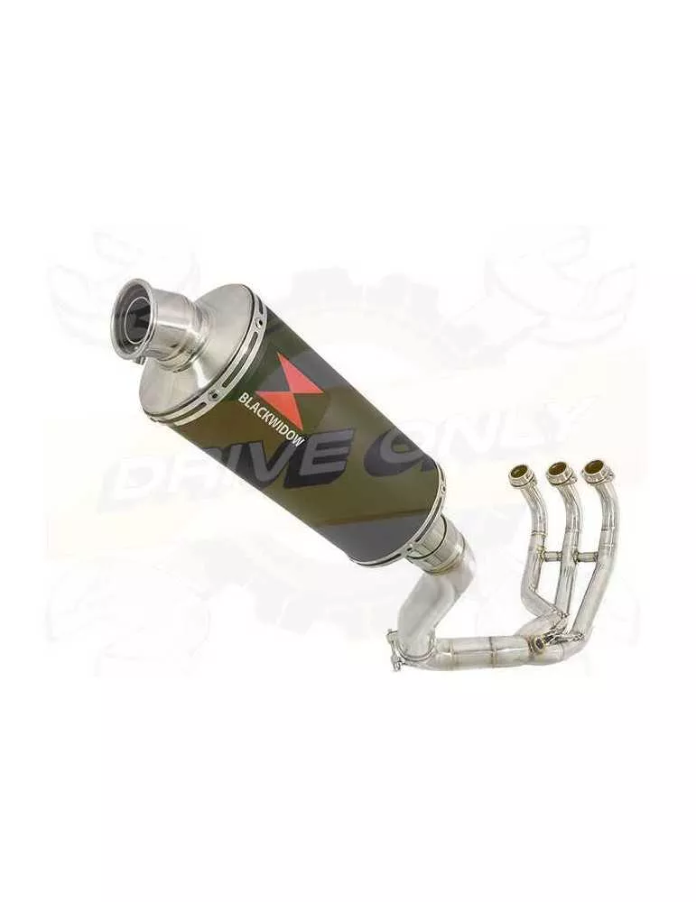 MT09 MT-09 2013-2021 Passage Haut Décatalyseur Ligne complète & Silencieux Ovale Noir en Inox 300mm