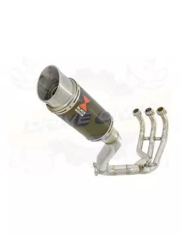 MT09 MT-09 2013-2021 Passage Haut Décatalyseur Ligne complète & Silencieux Rond en Carbone 200mm