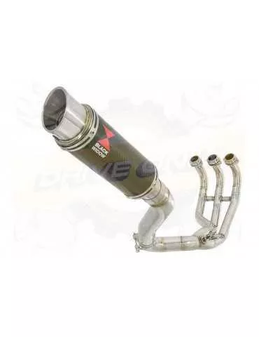 MT09 MT-09 2013-2021  Passage Haut Décatalyseur Ligne complète & Silencieux Rond GP Style en Carbone + Canule en Titane 230mm