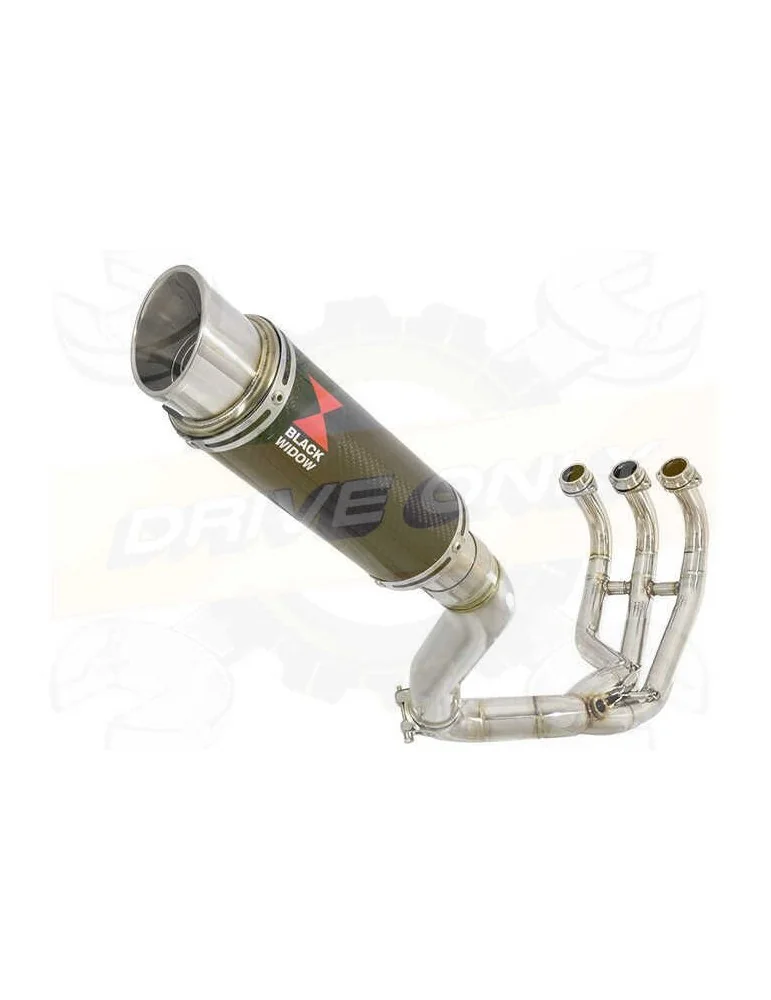 MT09 MT-09 2013-2021  Passage Haut Décatalyseur Ligne complète & Silencieux Rond GP Style en Carbone + Canule en Titane 230mm