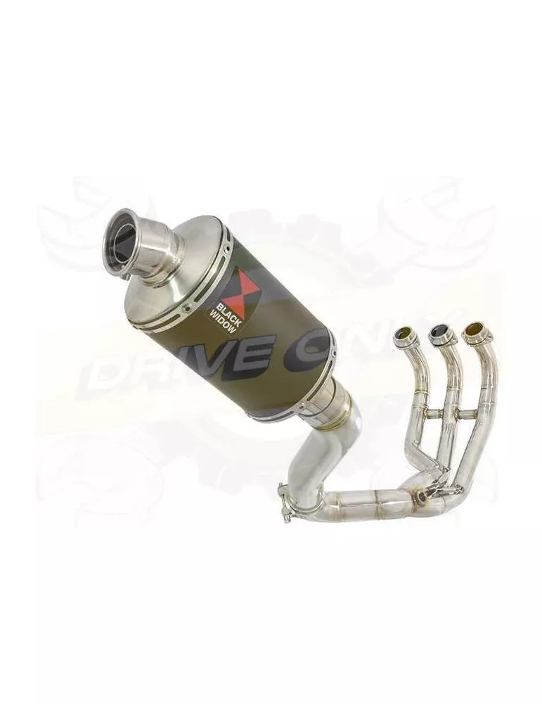 MT09 MT-09 2013-2021  Passage Haut Décatalyseur Ligne complète & Silencieux Ovale Noir en Inox 230mm