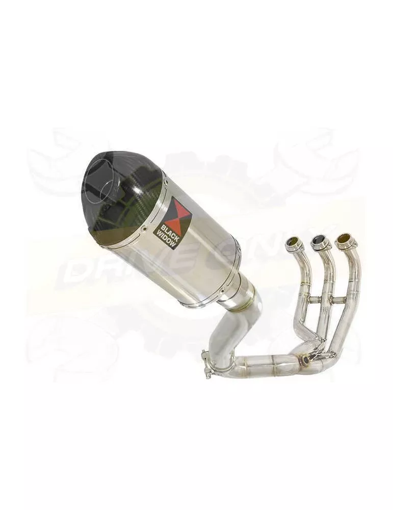 MT09 MT-09 2013-2021 Passage Haut Décatalyseur Ligne complète & Silencieux Ovale en Inox + Canule en Carbone 200mm