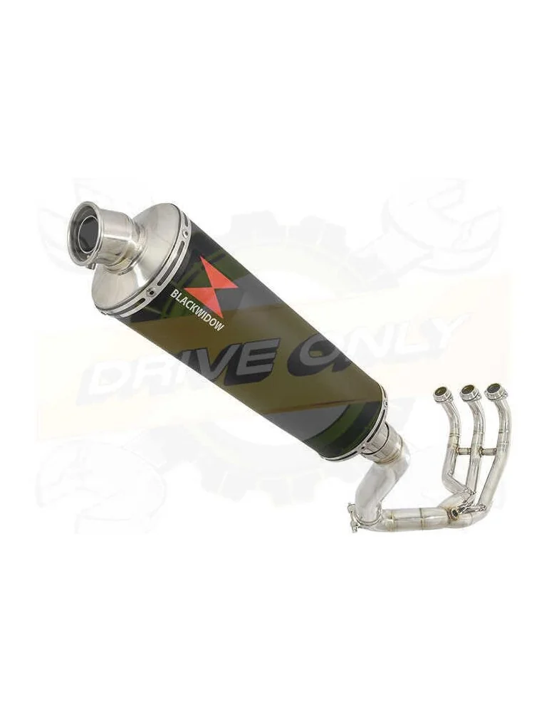 MT09 MT-09 2013-2021  Passage Haut Décatalyseur Ligne complète & Silencieux Ovale Noir en Inox 400mm