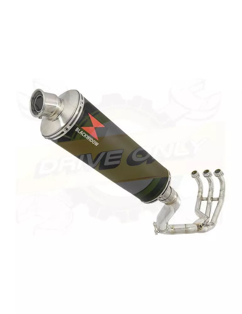 MT09 MT-09 2013-2021  Passage Haut Décatalyseur Ligne complète & Silencieux Ovale Noir en Inox 400mm