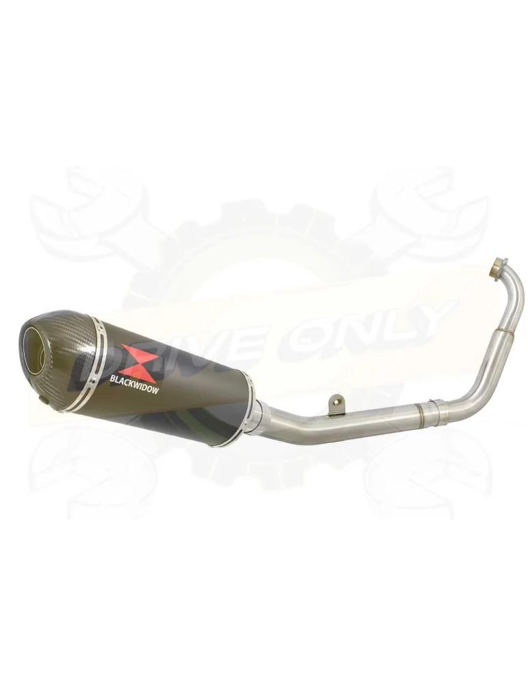 MT125 2014 - 2019 Passage Bas Ligne complète & Silencieux Ovale Noir En Inox + Canule En Carbone 300mm