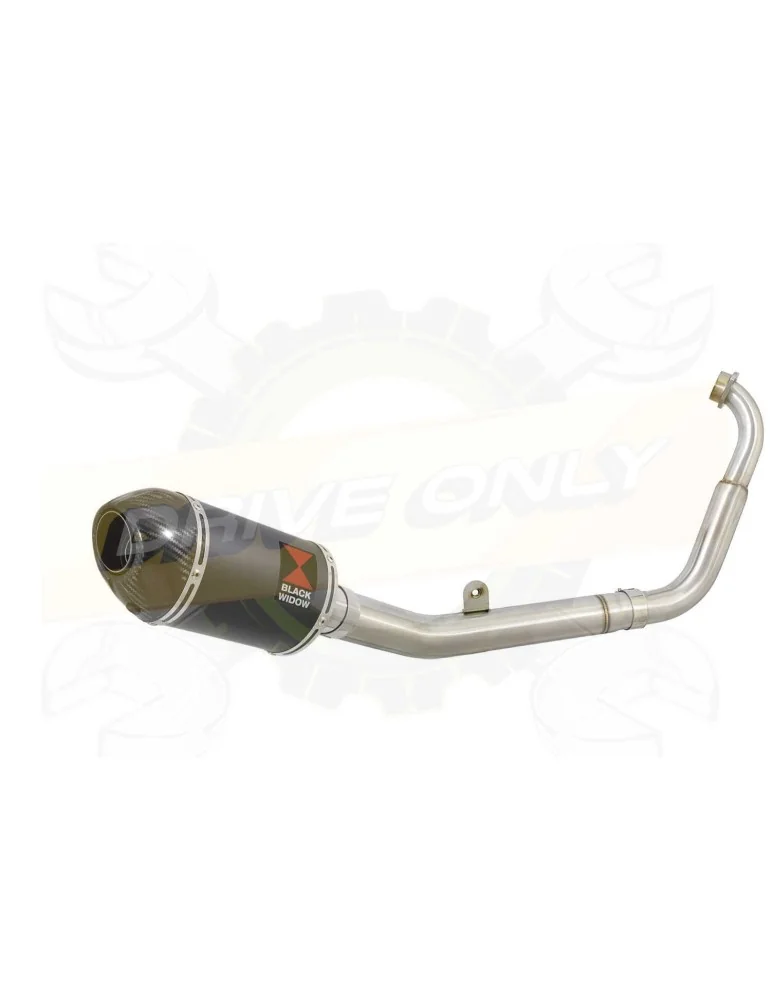 MT125 2014 - 2019 Passage Bas Ligne complète & Silencieux Ovale Noir En Inox + Canule En Carbone 200mm