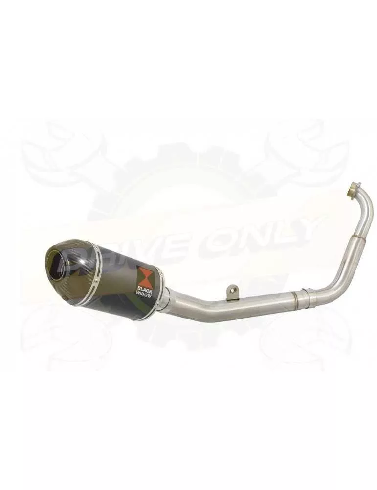 MT125 2014 - 2019 Passage Bas Ligne complète & Silencieux Ovale Noir En Inox + Canule En Carbone 200mm