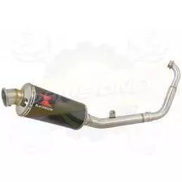 MT125 2014 - 2019 Exhaust System with 300mm Round Black Painted Stainless Steel Silencer
