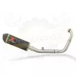 MT125 2014 - 2019 Exhaust System with 300mm Oval Black Painted Stainless Steel Silencer + Carbon Fibre Tip